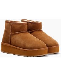 EMU - Australia Stinger Micro Flatform 2.0 Sheepskin Chocolate Boots - Lyst