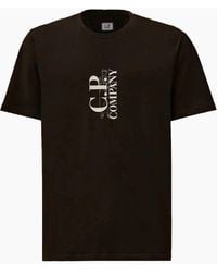 C.P. Company - Vertical Logo Print T-Shirt - Lyst