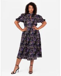 Lovedrobe - Keyhole Neck Short Sleeve Midi A-Line Dress - Lyst