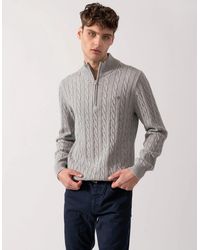 GANT - Cotton Cable Half Zip Jumper - Lyst