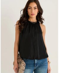 Gini London - Sleeveless Gathered Neck Bubble Hem Top - Lyst