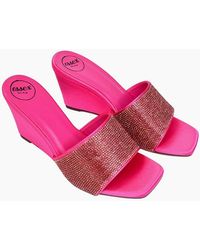 XY London - Ladies Eliza Diamante Satin Wedge Mule Sandals - Lyst