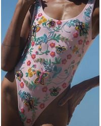 Oceanus - Alabama Floral Hand Embroidered One Piece Swimsuit Multi Colour - Lyst