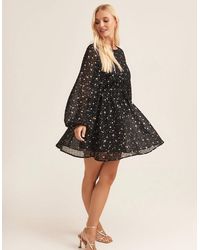 Gini London - Star Print Long Sleeve Mini Dress - Lyst