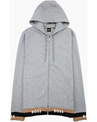 BOSS - Seeger 118 Logo Cuff & Hem Zip Up Hoodie 041 - Lyst