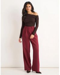 Gini London - Rust Wide Leg Pleat Tailoring Trouser - Lyst