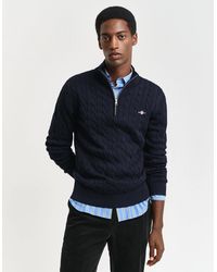 GANT - Cotton Cable Half Zip Jumper - Lyst