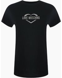 Love Moschino - Shiny Heart Logo T-Shirt - Lyst