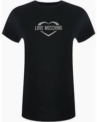 Love Moschino - Shiny Heart Logo T-Shirt - Lyst