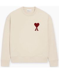 Ami Paris - Ami Moonlight Cotton 'Ami De Coeur' Heavy Loopback Sweatshirt - Lyst