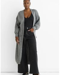 Gini London - Dark Chunky Knit Long Cardigan - Lyst