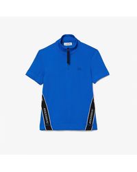 Lacoste - Ribbed Collar Zip Neck Short Sleeve Polo Shirt - Lyst