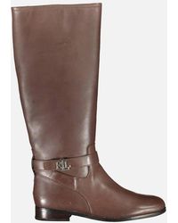 Ralph Lauren - Contrasting Detail High Boot With Side Zip - Lyst