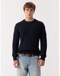 Belstaff - Westport Crew Neck Cable Knit Jumper - Lyst