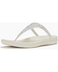 Fitflop - Solay Mixed-Crystal Textile Cream Sandals - Lyst