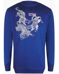 Roberto Cavalli - Cavalli Class Paisley Leopards Iris Round Neck Sweatshirt - Lyst