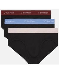 Calvin Klein - 3-Pack Icon Cotton Stretch Hip Briefs, Bodies With Fall Berry, Frozen Fjords And Pale - Lyst