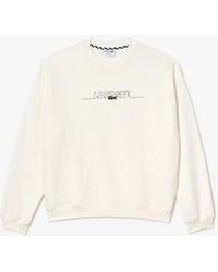 Lacoste - Embroidered Crew Neck Drop Shoulder Sweatshirt - Lyst