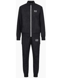 EA7 - Zip Up Funnel Neck Rubberised Logo Tracksuit - Lyst