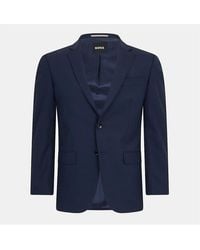BOSS - Solid Patterned Single Button Lapel Collared Suit Jacket - Lyst