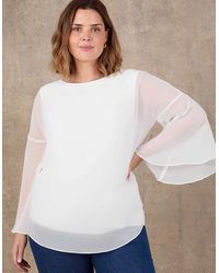 Live Unlimited London - Ivory Angel Sleeve Overlay Top - Lyst