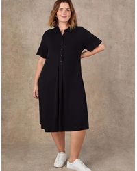 Live Unlimited London - Half Placket Jersey Midi Shirt Dress - Lyst