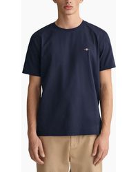 GANT - T Shirts Shield Logo Crew Neck Short Sleeve Cotton Summer Casual Tee - Lyst