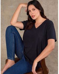 Live Unlimited London - Cotton Slub V Neck T-Shirt - Lyst