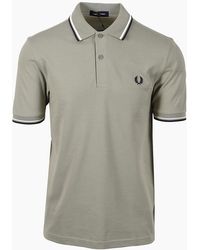 Fred Perry - Twin Tipped Polo Seagrass/ Ecru/ Dark Airforce - Lyst