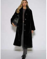Gini London - Two Tone Maxi Faux Fur Coat Jacket - Lyst