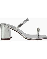 XY London - Ladies Daiquiri Diamante Double Strap Medium Block Heel Mule Sandals - Lyst