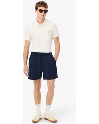 Lacoste - Mid Length Monochrome Swim Trunks - Lyst