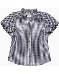 Ro&zo - Gingham Gathered-Sleeve Shirt - Lyst