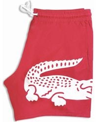 Lacoste - Large Crocodile Logo Print Swim Shorts - Lyst
