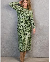 Live Unlimited London - Animal Abstract Print Ruched Jersey Dress - Lyst
