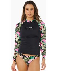 Rip Curl - Rip Curl Molokai Floral Insert Long Sleeve Rash Vest - Lyst