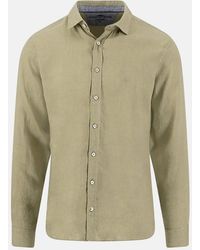 Fynch-Hatton - Kent Collar Pure Linen Shirt Pistachio - Lyst