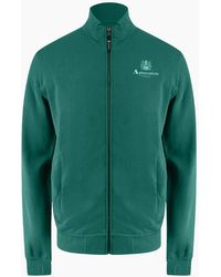 Aquascutum - Active Small Logo Full Zip Mock Neck Hunter Fleece - Lyst
