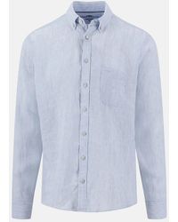 Fynch-Hatton - Needle Stripe Linen Button Down Shirt New Breeze - Lyst