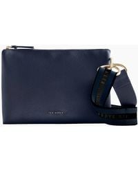 Ted Baker - Darceyy Branded Webbing Leather Dark Crossbody Bag - Lyst