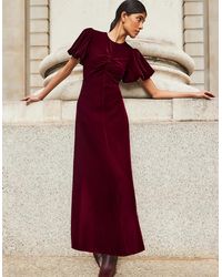 Ro&zo - Jessie Plum Velvet Puff Sleeve Dress - Lyst