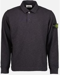 Stone Island - Vanisé Brushed Heavy Cotton Jersey Polo Sweatshirt - Lyst