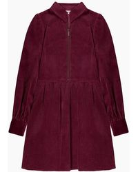 Ro&zo - Burgundy Cord Zip Front Mini Dress - Lyst
