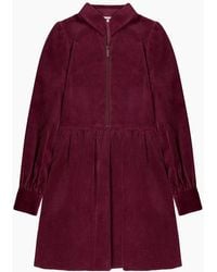 Ro&zo - Burgundy Cord Zip Front Mini Dress - Lyst