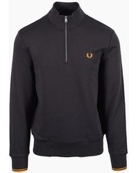 Fred Perry - Half Zip Sweatshirt Anchor/Golden - Lyst