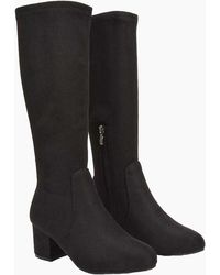 XY London - Ladies Masie Knee-High Low Mid Block Heel Boots - Lyst