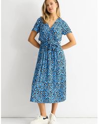 Gini London - Short Sleeve Animal Print Wrap Front Midi Dress - Lyst