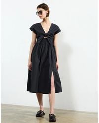 French Connection - Barletta Poplin Tie Midi Dress - Lyst