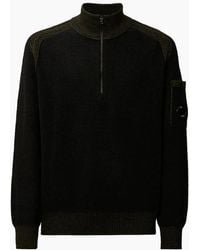 C.P. Company - Polo Collar Quarter Zip Lens Fleece Knit - Lyst