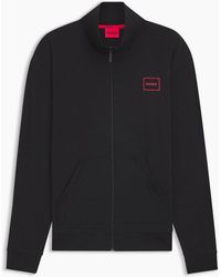 BOSS - Laze Solid Patterned Ribbed Cuff Zip Neck Sweat Jacket - Lyst